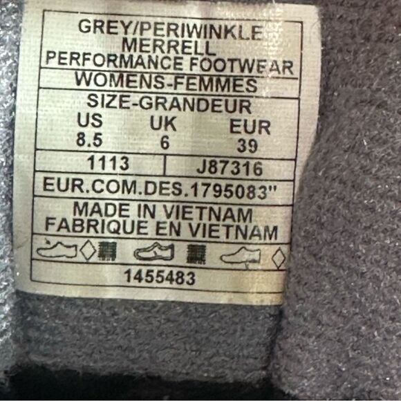 Merrell Womens Moab Mid Gore-Tex Grey Periwinkle Waterproof Boots J87316 Sz 8.5 - Picture 6 of 9